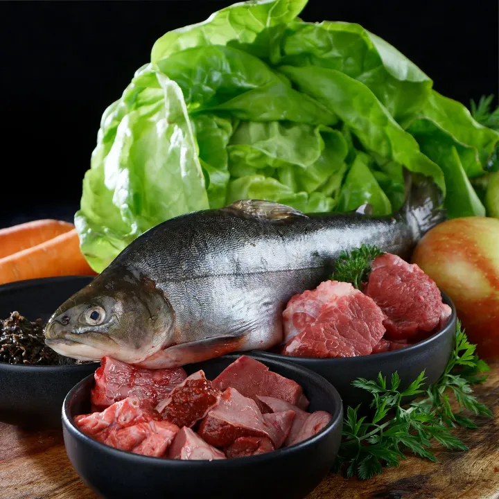 Frisches BARF: Rind mit ganzer Spessartforelle und Saibling